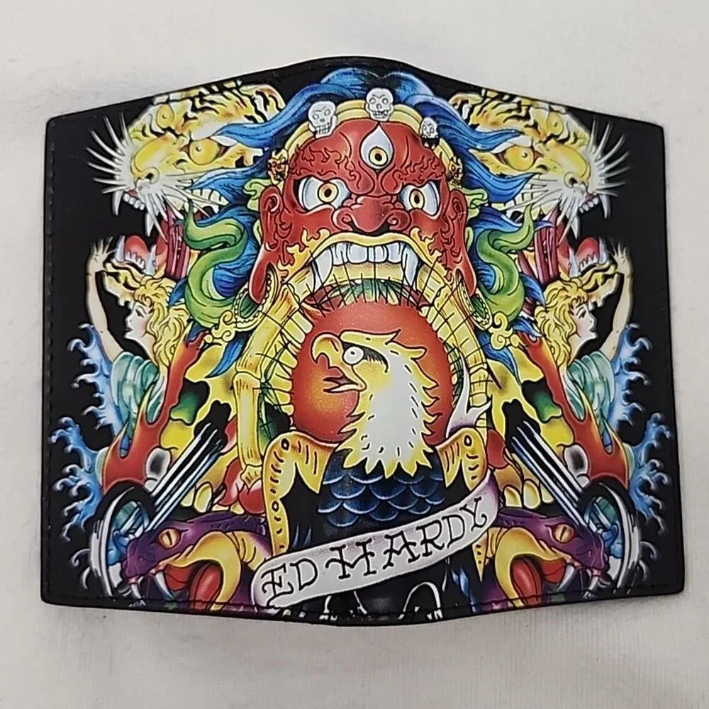 Wallet Ed Hardy Love Kills Slowly Bi-Fold by Christian Audigier Vintage NEW